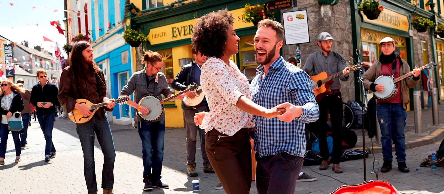 Couple dancing in streets of Galway